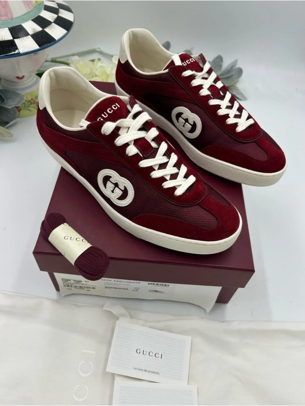 Women's Gucci interlocking G suede/mesh sneakers size 40/10 US made in Italy